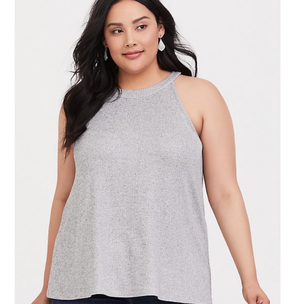 Torrid shiny high neck flowy tank top